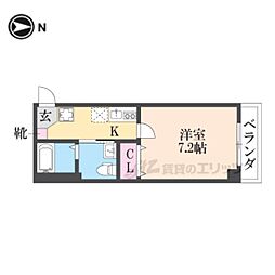 メゾン・オンディーヌ 1Kの間取図画像