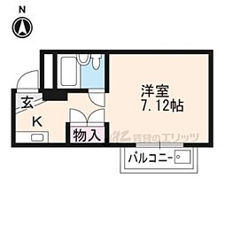 八瀬グリーンハイム 1Kの間取図画像