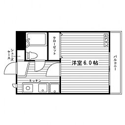 第4フジヤハイツ 2階1Kの間取り