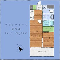 グランフォーレ薬院南 709 ｜ 福岡県福岡市中央区平尾1丁目（賃貸マンション1LDK・7階・24.96㎡） その2