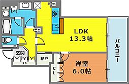 御影タワーレジデンス 1LDKの間取図画像
