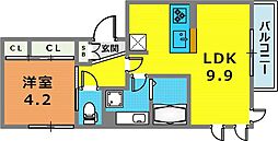 ディアコート 1LDKの間取図画像