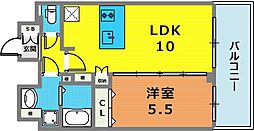 プレサンスKOBEティアラ 1LDKの間取図画像