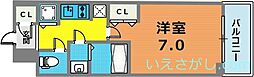 LAV神戸三宮 1Kの間取図画像