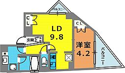STELLALUCE北野坂 1LDKの間取図画像
