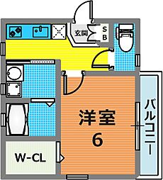 CoLaBo住吉駅前South 1Kの間取図画像