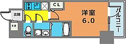 エスリード神戸レジデンス 1Kの間取図画像