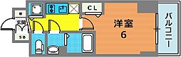 プレサンスKOBEシフォン 1Kの間取図画像