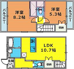 プラシド青谷 2LDKの間取図画像