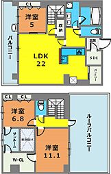 シークリサンス西岡本 3LDKの間取図画像