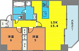 サムティグランツ神戸 2LDKの間取図画像