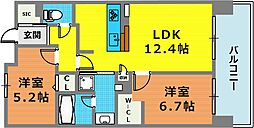 ワコーレ新神戸マスターズレジデンス 2LDKの間取図画像