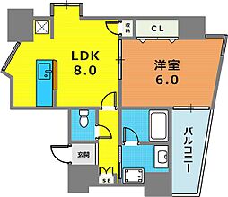 メゾンヌーベル新神戸 1LDKの間取図画像