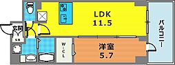プレサンス神戸セレスティア 1LDKの間取図画像