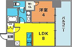 ブエナビスタ神戸イースト 1LDKの間取図画像