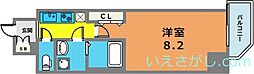 アドバンス神戸ラフィナート 1Kの間取図画像