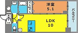 プレサンス兵庫ヴィアーレ 1LDKの間取図画像