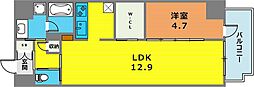 ゾナ神戸磯上通 1LDKの間取図画像