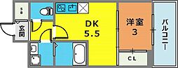セレニテ神戸元町クレア 1DKの間取図画像