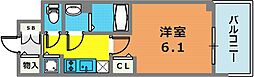 プレサンスジェネ新神戸ステーションフロント 1Kの間取図画像