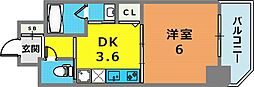 ワールドアイ神戸湊町 1Kの間取図画像