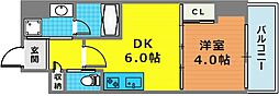 プレジオ日暮通 1DKの間取図画像