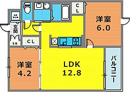 アークプレイス神戸 2LDKの間取図画像