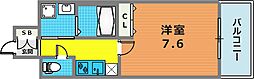 ピアグレース神戸 1Kの間取図画像