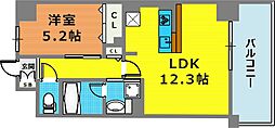 神戸市兵庫区浜崎通マンション 1LDKの間取図画像