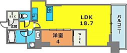 アーバンライフ神戸三宮ザ・タワー 1LDKの間取図画像