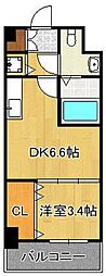 クラブオリエントNo.71トラストタワー 1DKの間取図画像