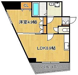 オールセインツ 1LDKの間取図画像