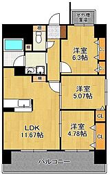 シャーメゾングランドソレイユ門司 3LDKの間取図画像