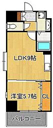 リンデンバウム京町 1LDKの間取図画像