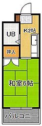 シャトレ黄金 1Kの間取図画像