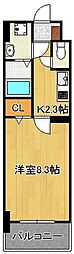 エヴァーグリーンQ 1Kの間取図画像