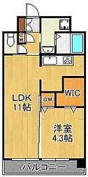 フェリシエ京町 1LDKの間取図画像