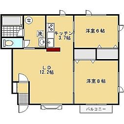 アロハシェラトンク 2LDKの間取図画像