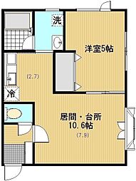 クリエイト北栄 1LDKの間取図画像