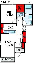 ヒルズ白浜I 1階1LDKの間取り