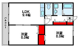 スクールビュー赤間 2LDKの間取図画像