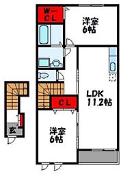 ブランミュール水巻B 2LDKの間取図画像