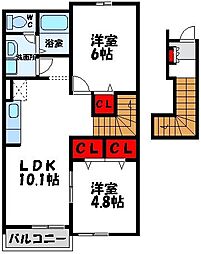 アヴニール遠賀C 2LDKの間取図画像