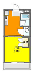 グリーンハイツ2 1DKの間取図画像