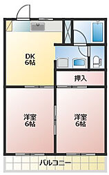 マンションヤマダA 2DKの間取図画像