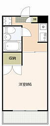 レジデンス曳馬3 1Kの間取図画像
