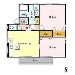 リビングタウン佐鳴B 2LDKの間取図画像