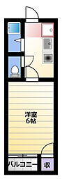 タウンオグスB 1Kの間取図画像
