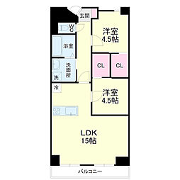 シティプレイス 2LDKの間取図画像