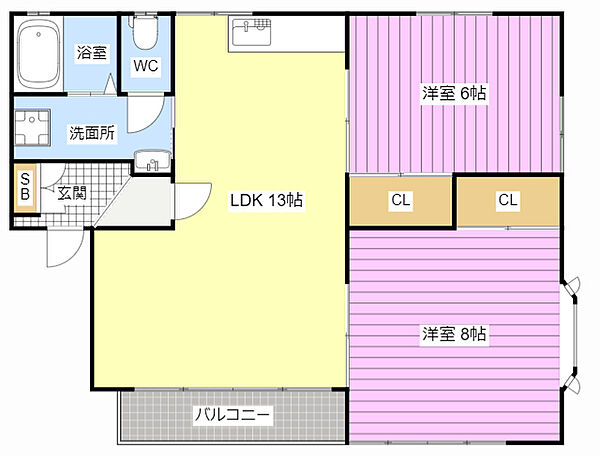 ブッシュクローバー 101｜静岡県浜松市中央区佐鳴台１丁目(賃貸アパート2LDK・1階・57.15㎡)の写真 その2